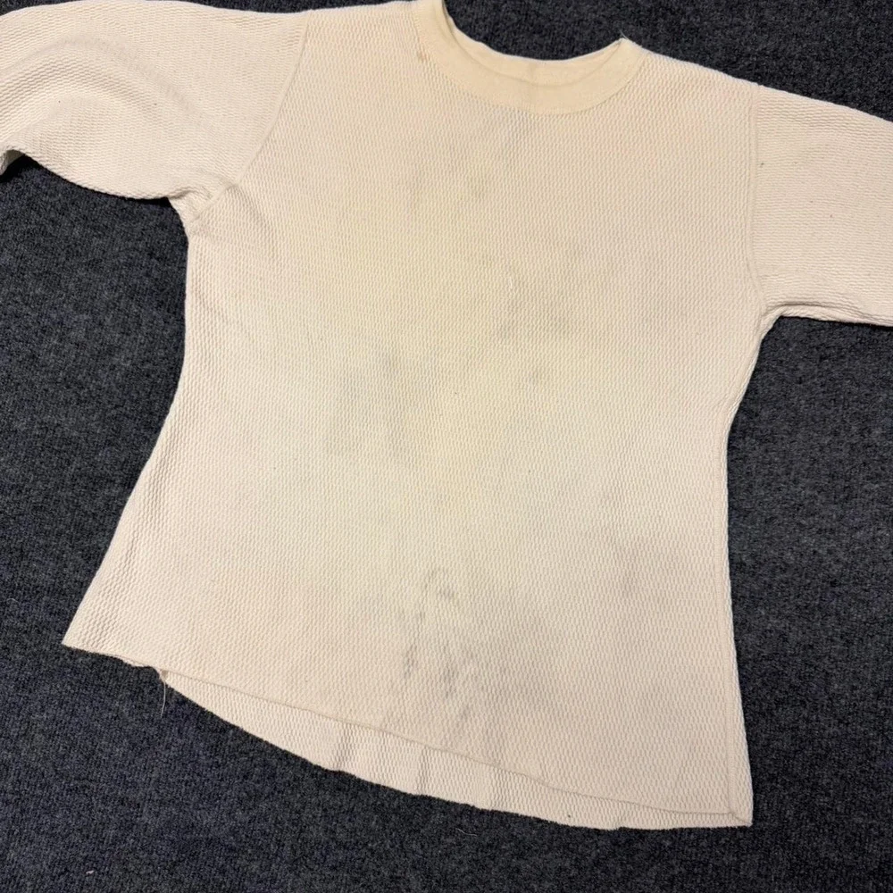 Vintage 90s US Army Cotton Thermal Shirt Mens XL Cream Waffle Knit Undershirt